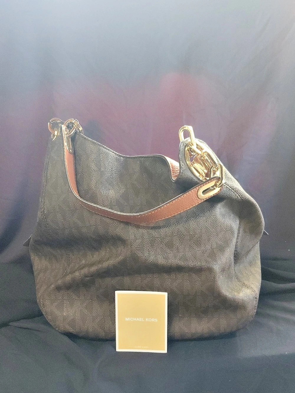 Michael Kors Monogram Hobo in Black & Brown